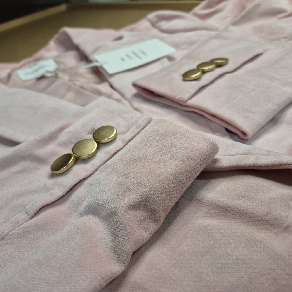 Free Assembly Blush Pink Velvet Blazer with Gold Buttons 2731/847 - Picture 8 of 11